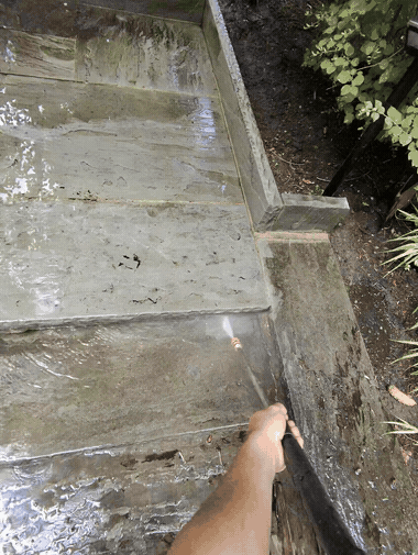 Power washing in action