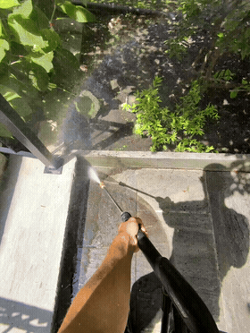 Power washing in action with the electric pressure washer